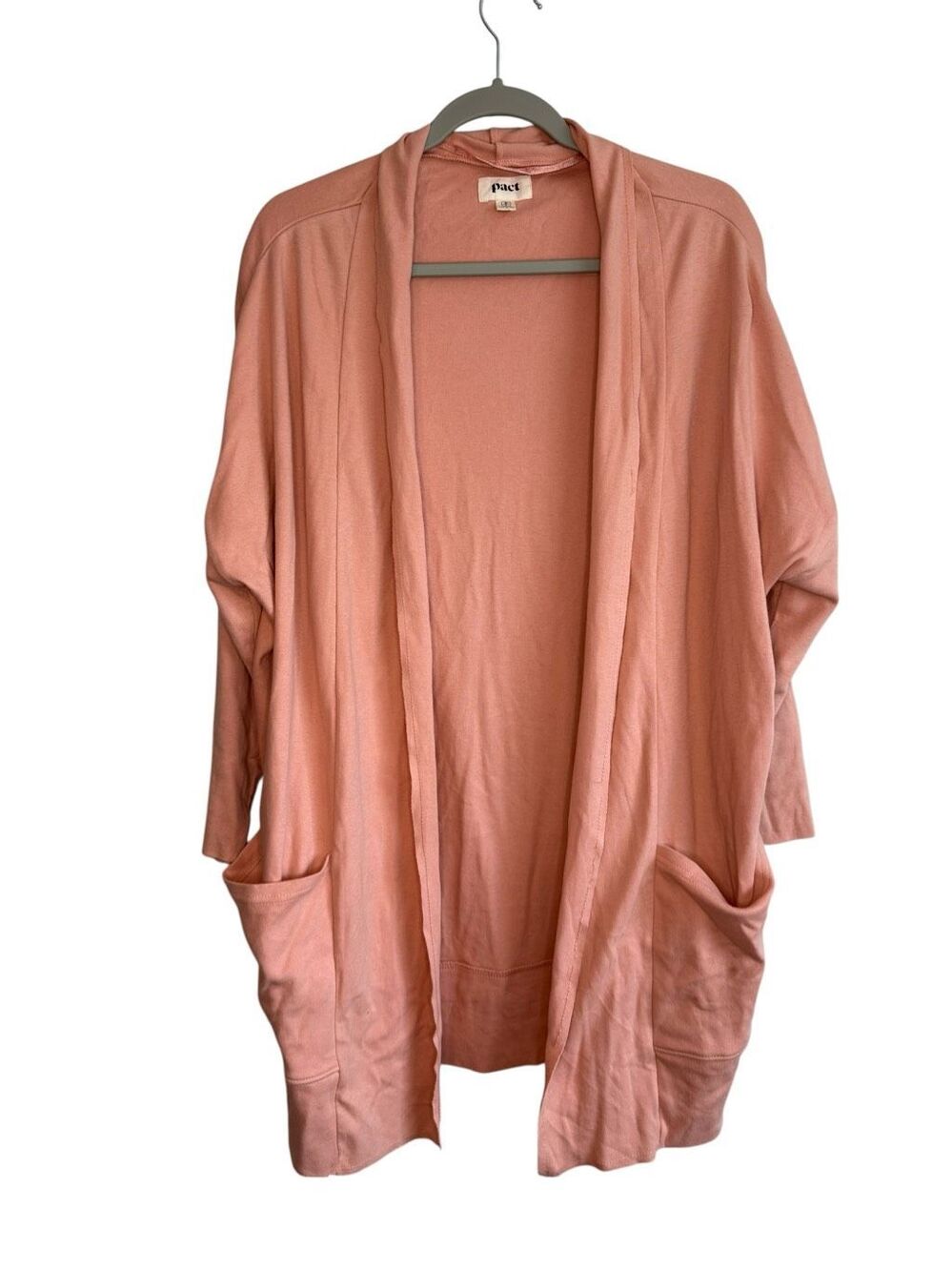 PACT Organic Airplane Wrap Cardigan Salmon Pink Size M/L